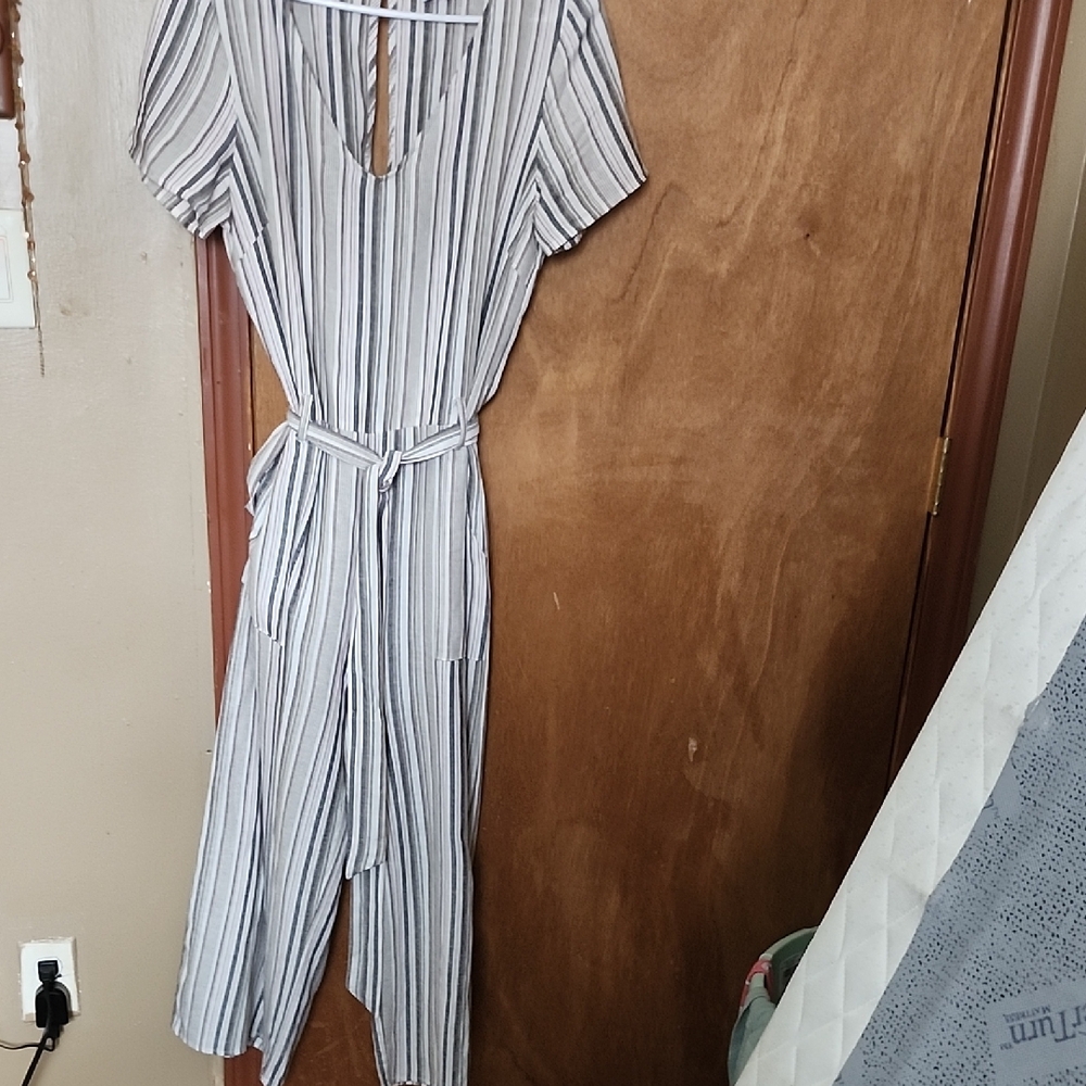 Gilli Black and White Striped Dress with Belt